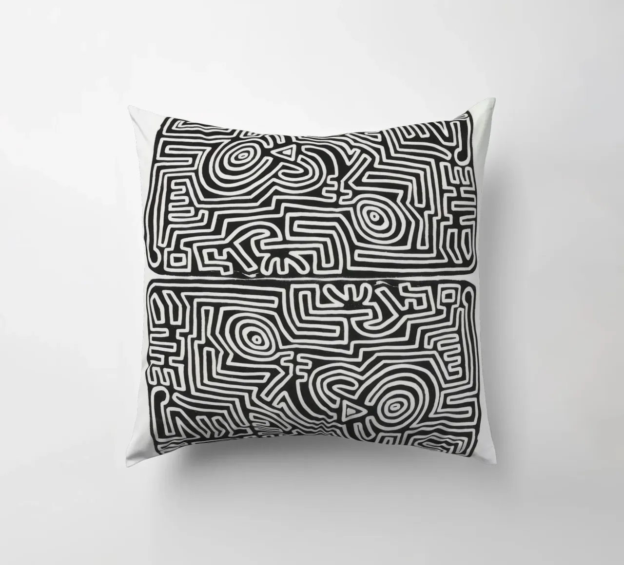 Keith Haring The Labyrinth Abstract Print decorative cushion by ClubArt