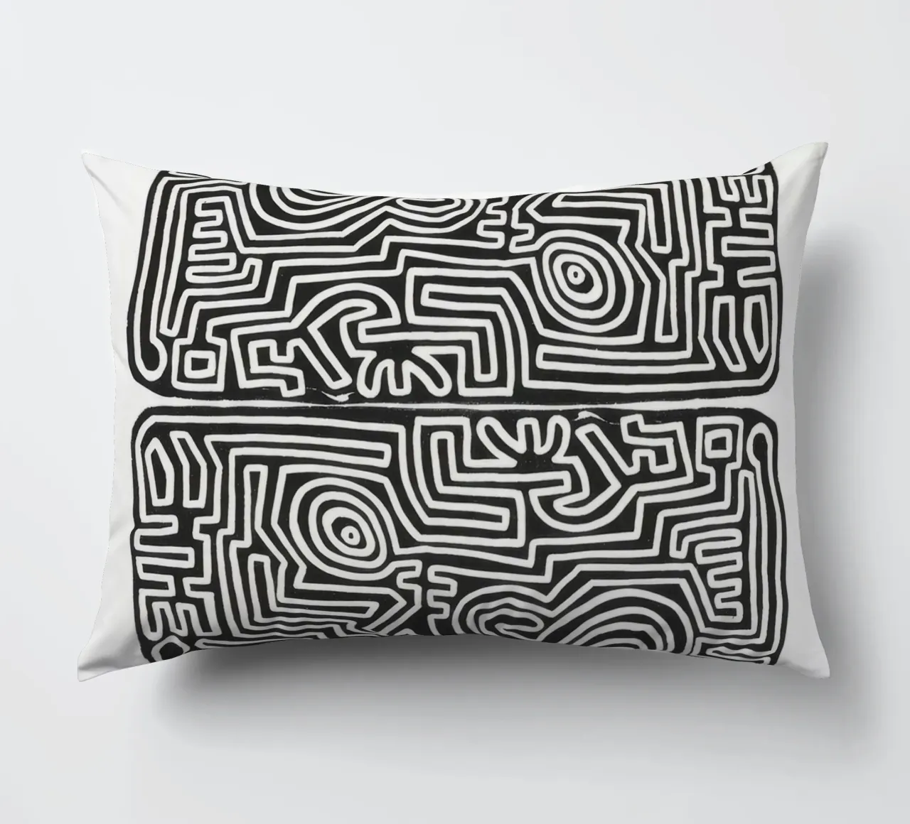 Keith Haring The Labyrinth Abstract Print decorative cushion by ClubArt