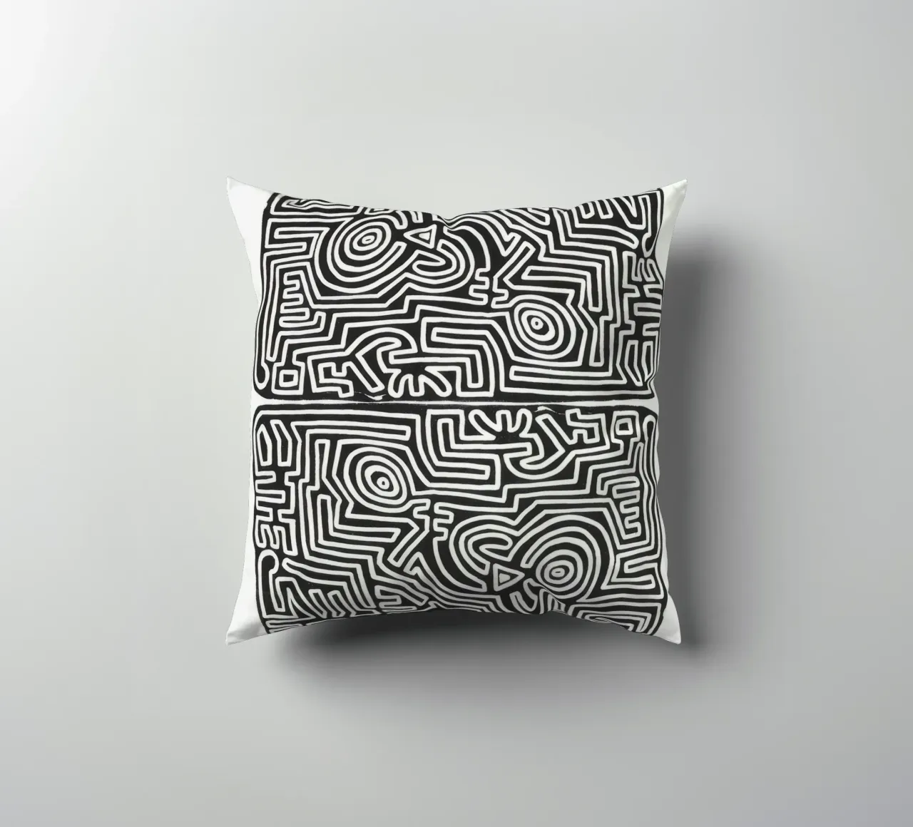 Keith Haring The Labyrinth Abstract Print decorative cushion by ClubArt