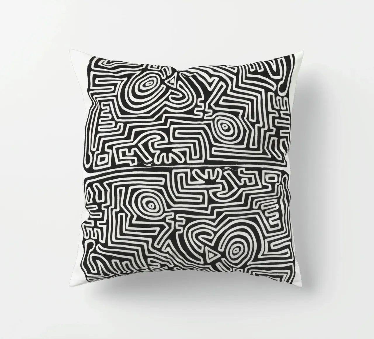 Keith Haring The Labyrinth Abstract Print decorative cushion by ClubArt