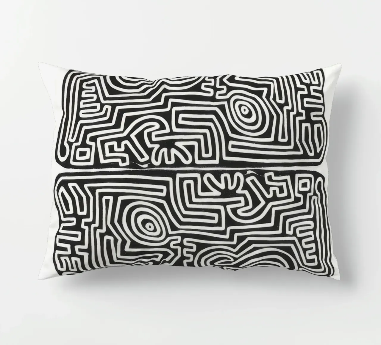 Keith Haring The Labyrinth Abstract Print decorative cushion by ClubArt