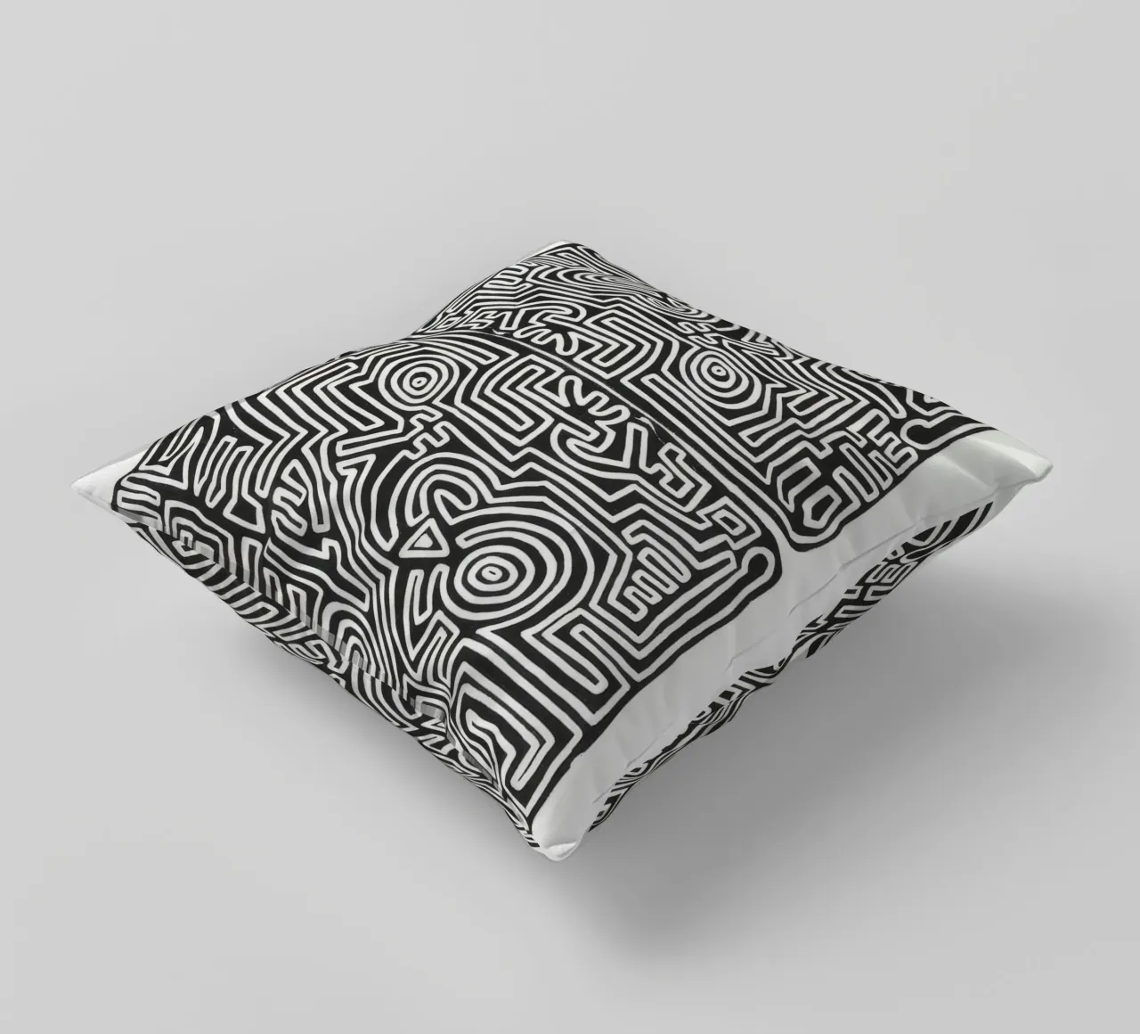 Keith Haring The Labyrinth Abstract Print decorative cushion by ClubArt