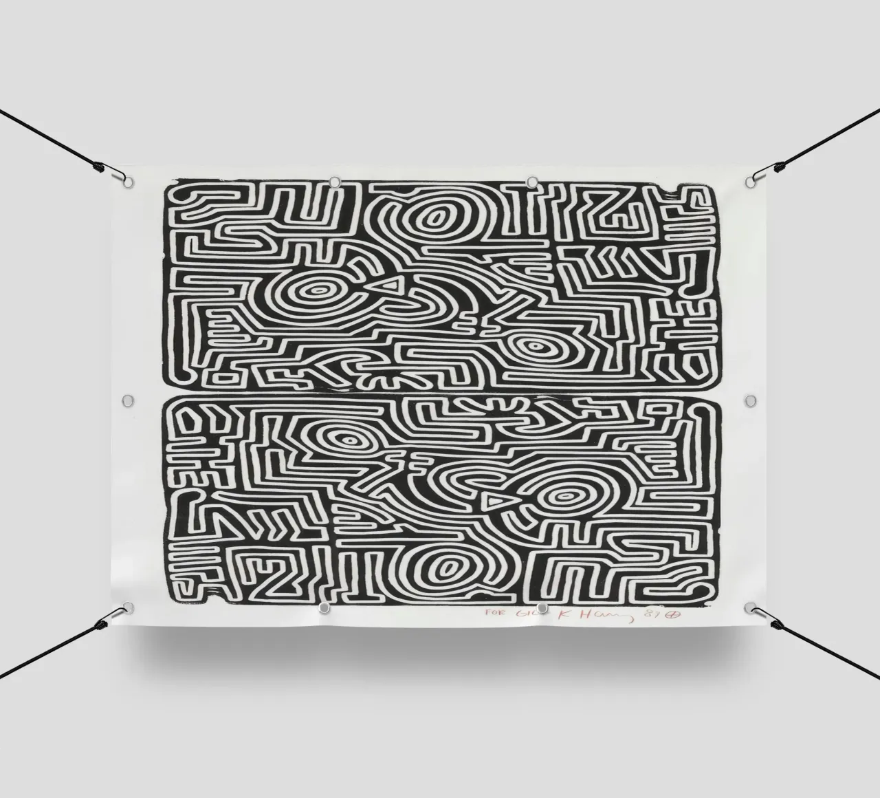 Keith Haring Het labyrint abstracte print pvc-zeil van ClubArt