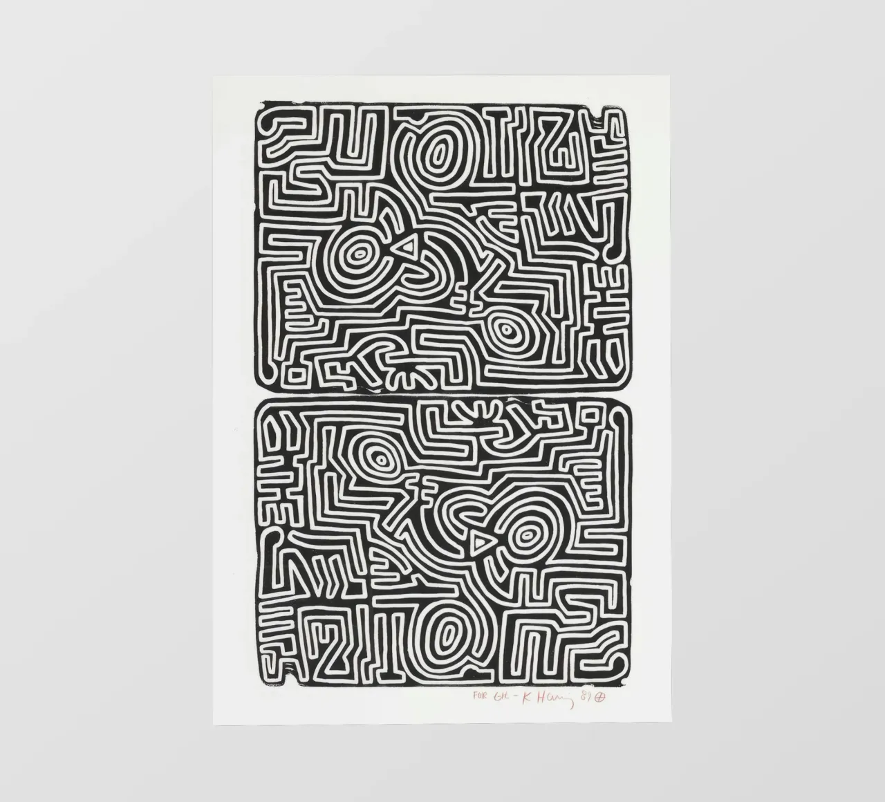 Keith Haring Het labyrint abstracte print pvc-zeil van ClubArt