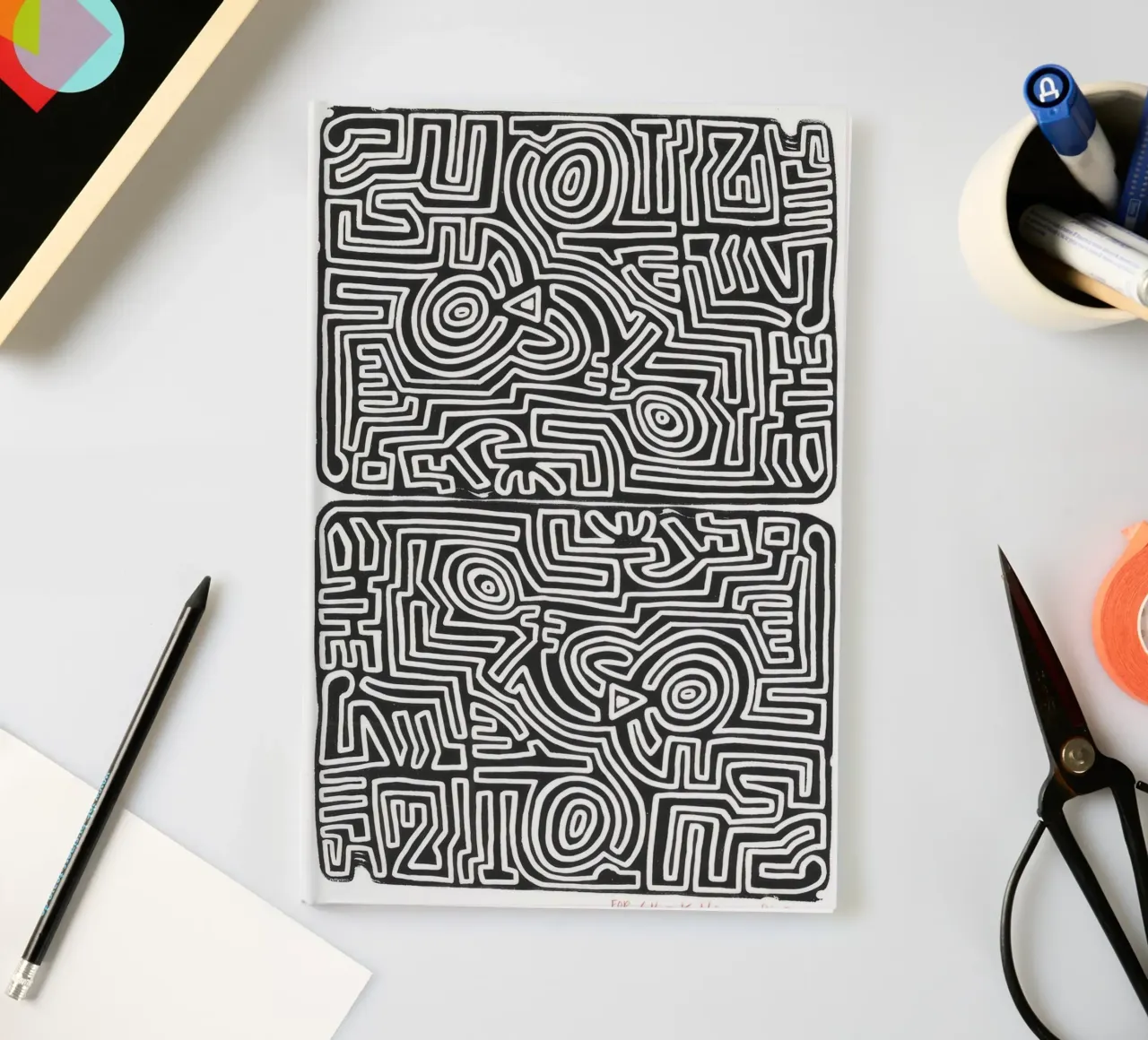 Keith Haring The Labyrinth Abstract Print notebook by ClubArt