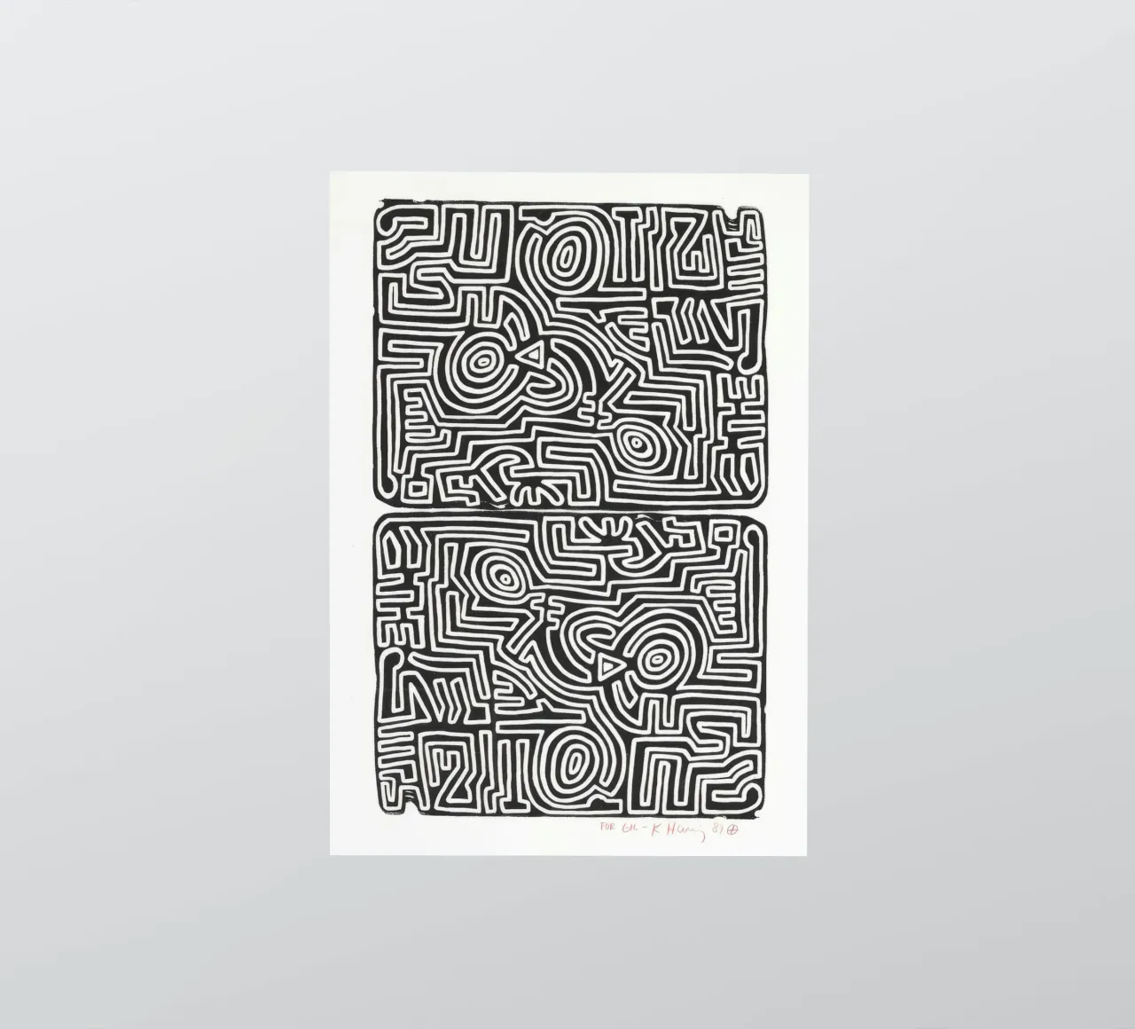 Keith Haring Het labyrint abstracte print sticker van ClubArt