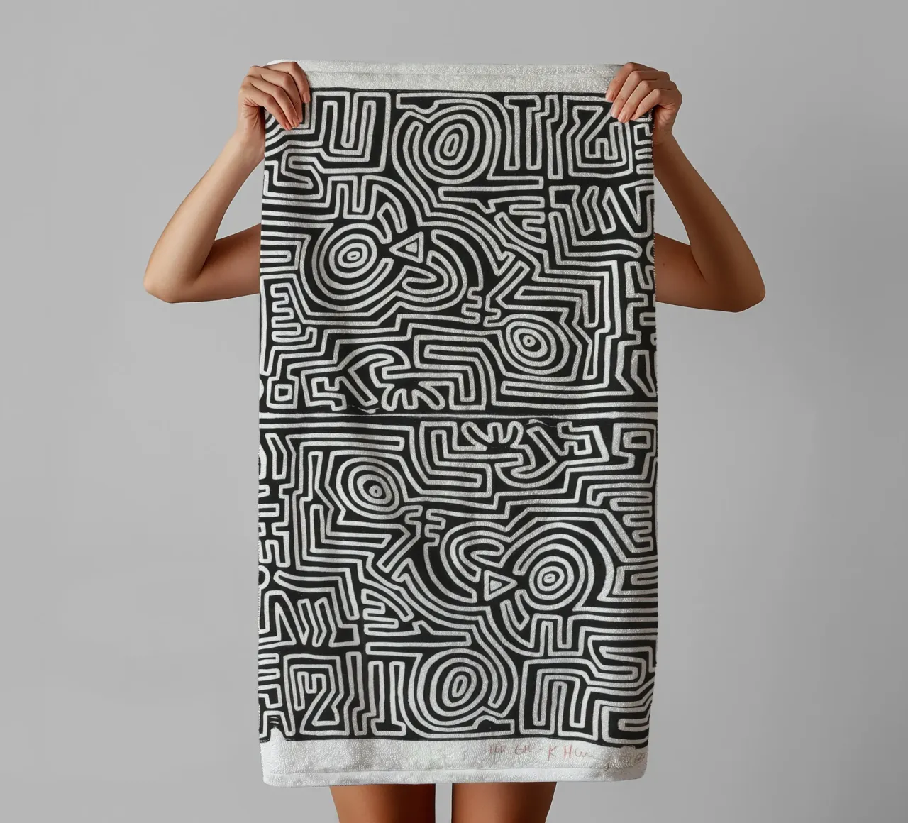 Keith Haring The Labyrinth Abstract Print towel by ClubArt