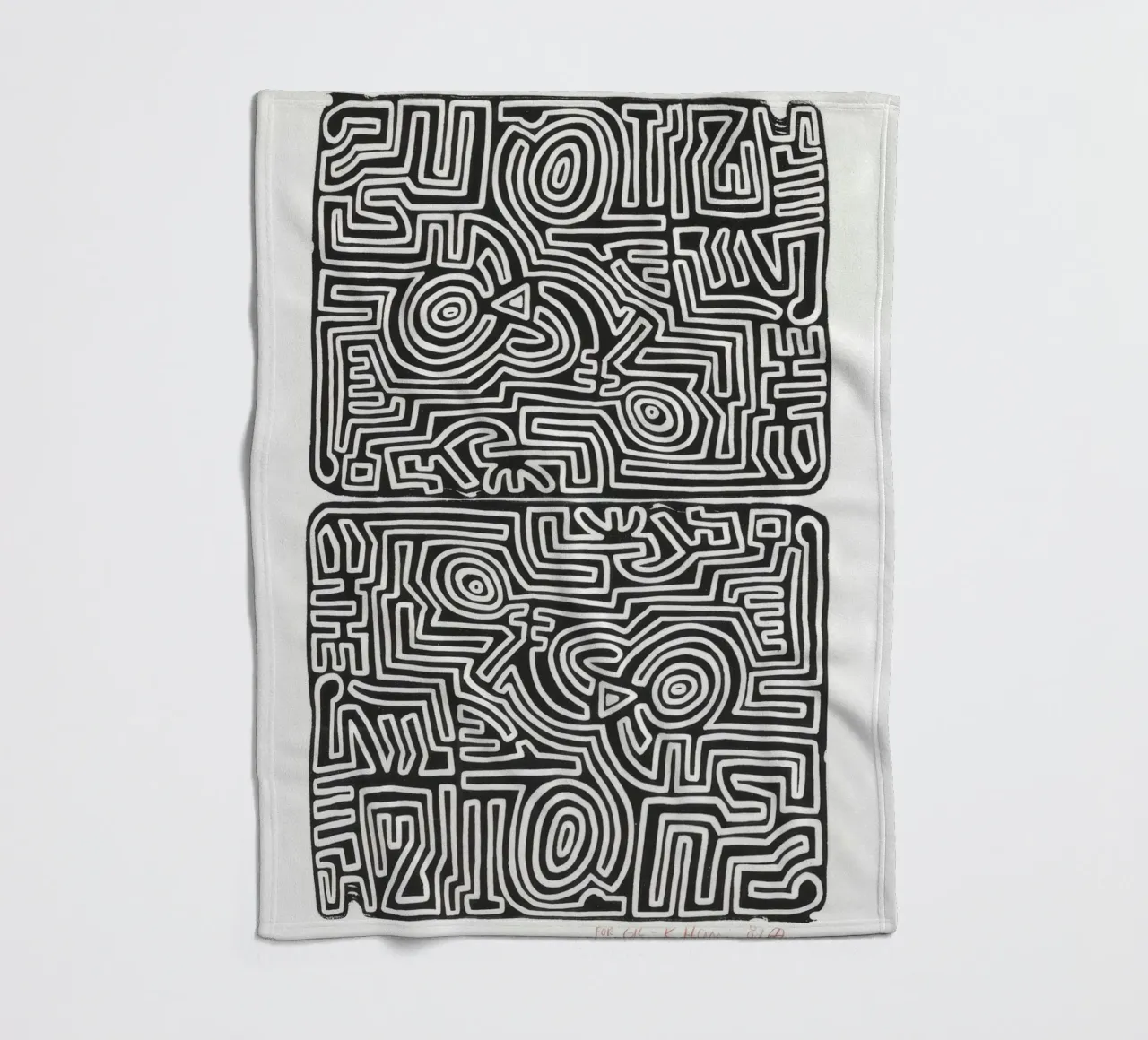 Keith Haring Het labyrint abstracte print fleecedeken van ClubArt