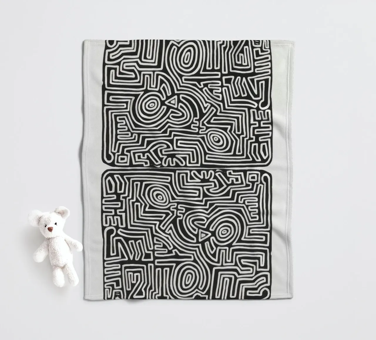 Keith Haring Het labyrint abstracte print fleecedeken van ClubArt