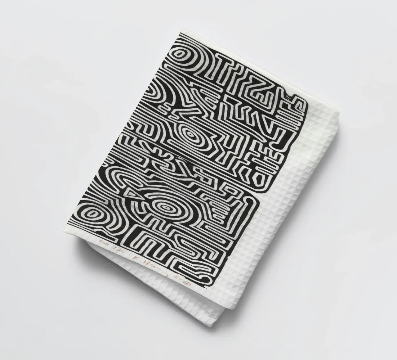 Keith Haring Het labyrint abstracte print theedoek van ClubArt