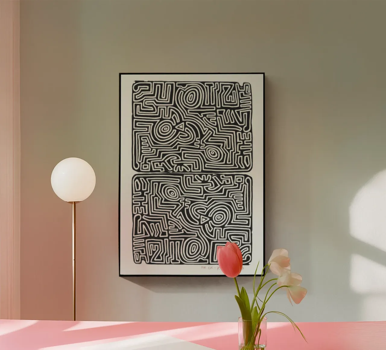 Keith Haring Het labyrint abstracte print acryl van ClubArt