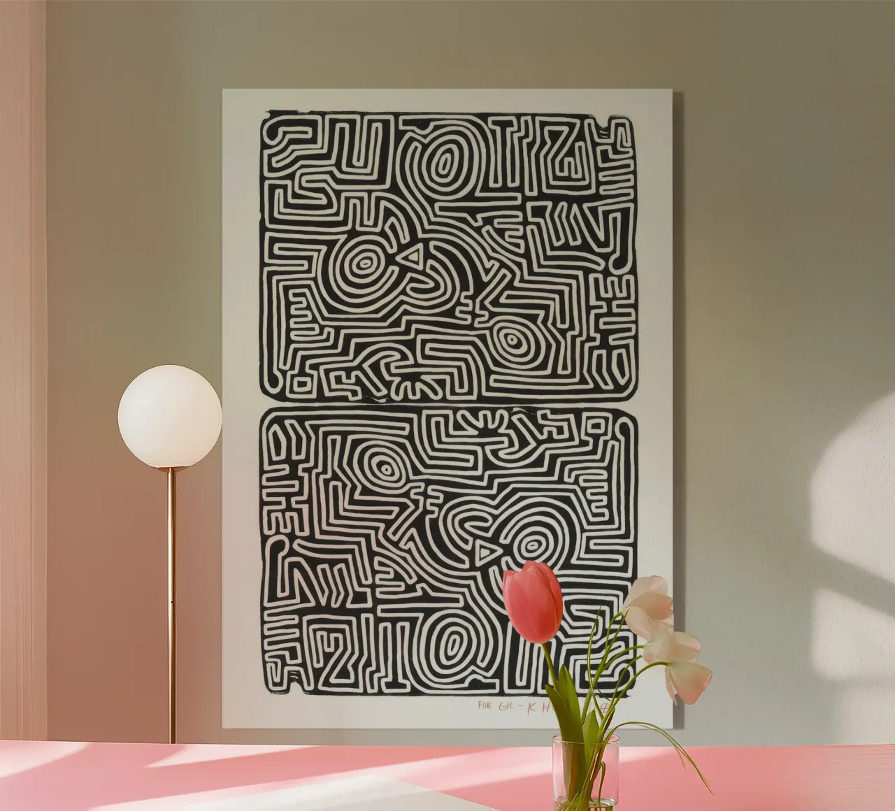 Keith Haring Het labyrint abstracte print acryl van ClubArt