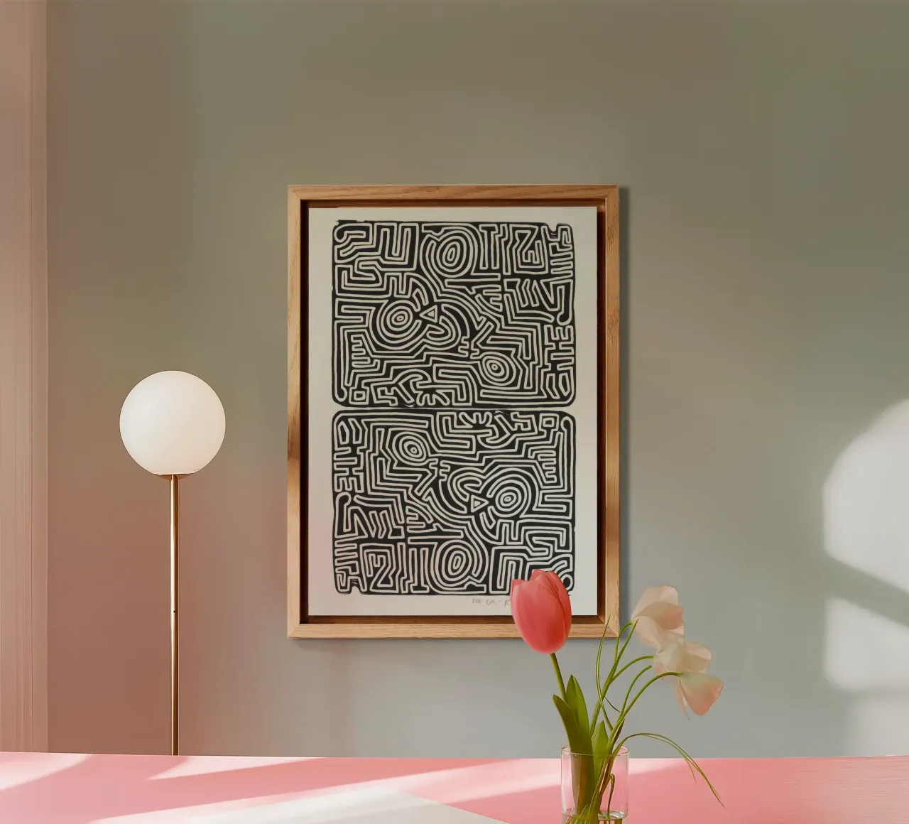 Keith Haring The Labyrinth Abstract Print alu-dibond by ClubArt