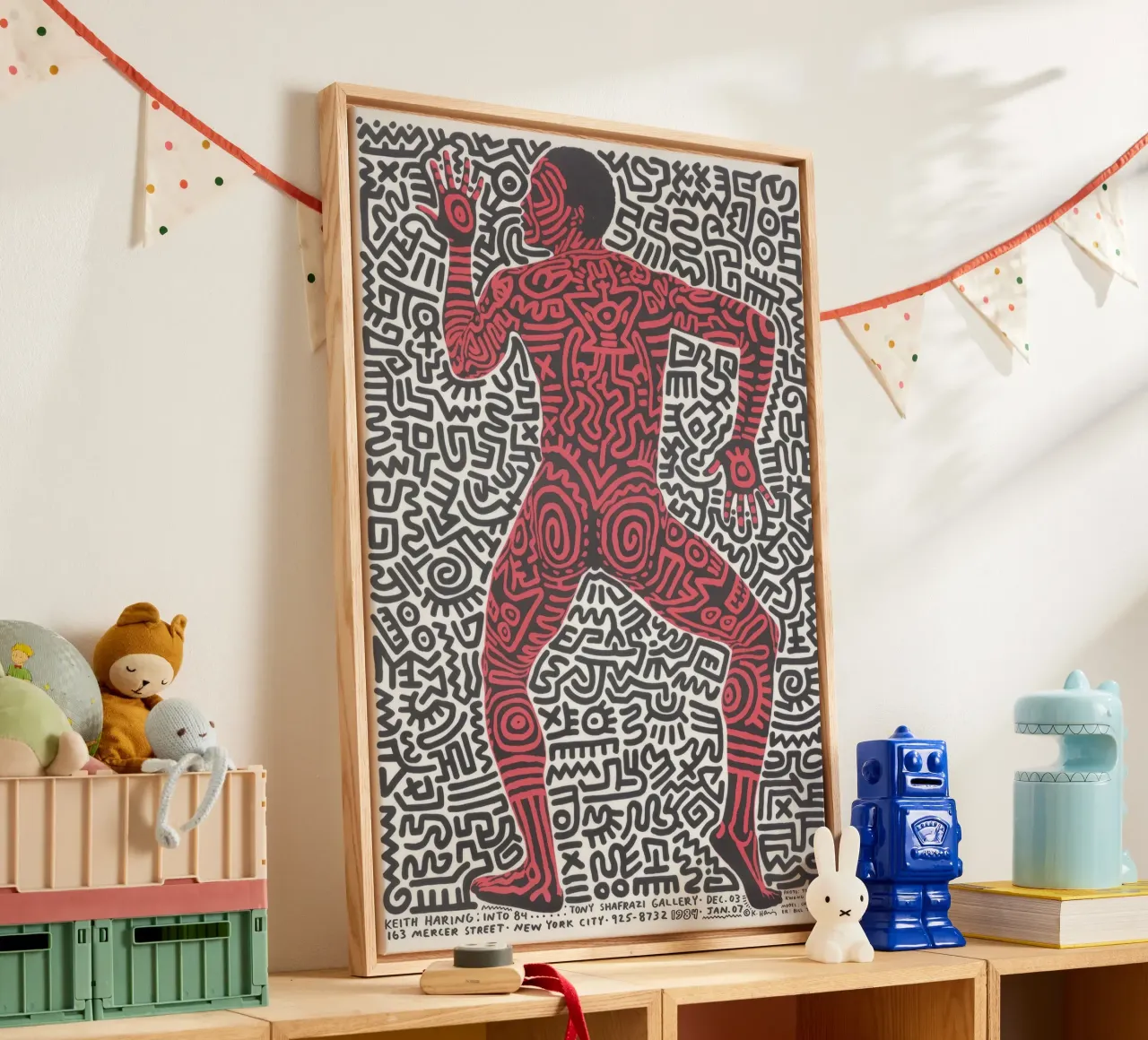 Keith Haring Tony Shafrazi Galerij Poster canvas met Baklijst van ClubArt