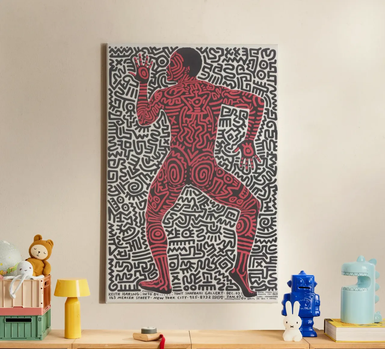 Keith Haring Tony Shafrazi Galerij Poster canvas met Baklijst van ClubArt