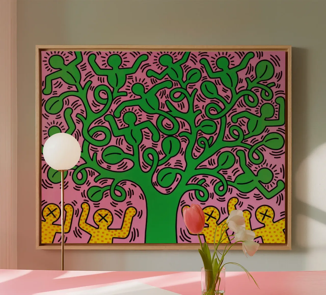 Keith Haring Tree of Life Pop Art Print canvas with Floater frame by ClubArt