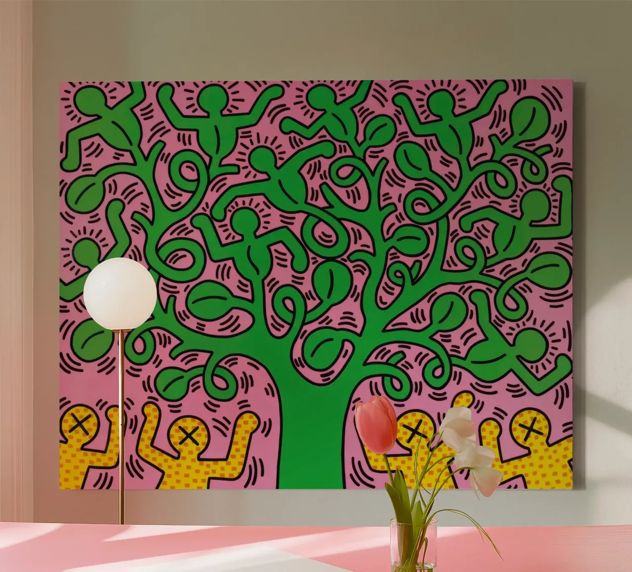 Keith Haring Tree of Life Pop Art Print canvas with Floater frame by ClubArt