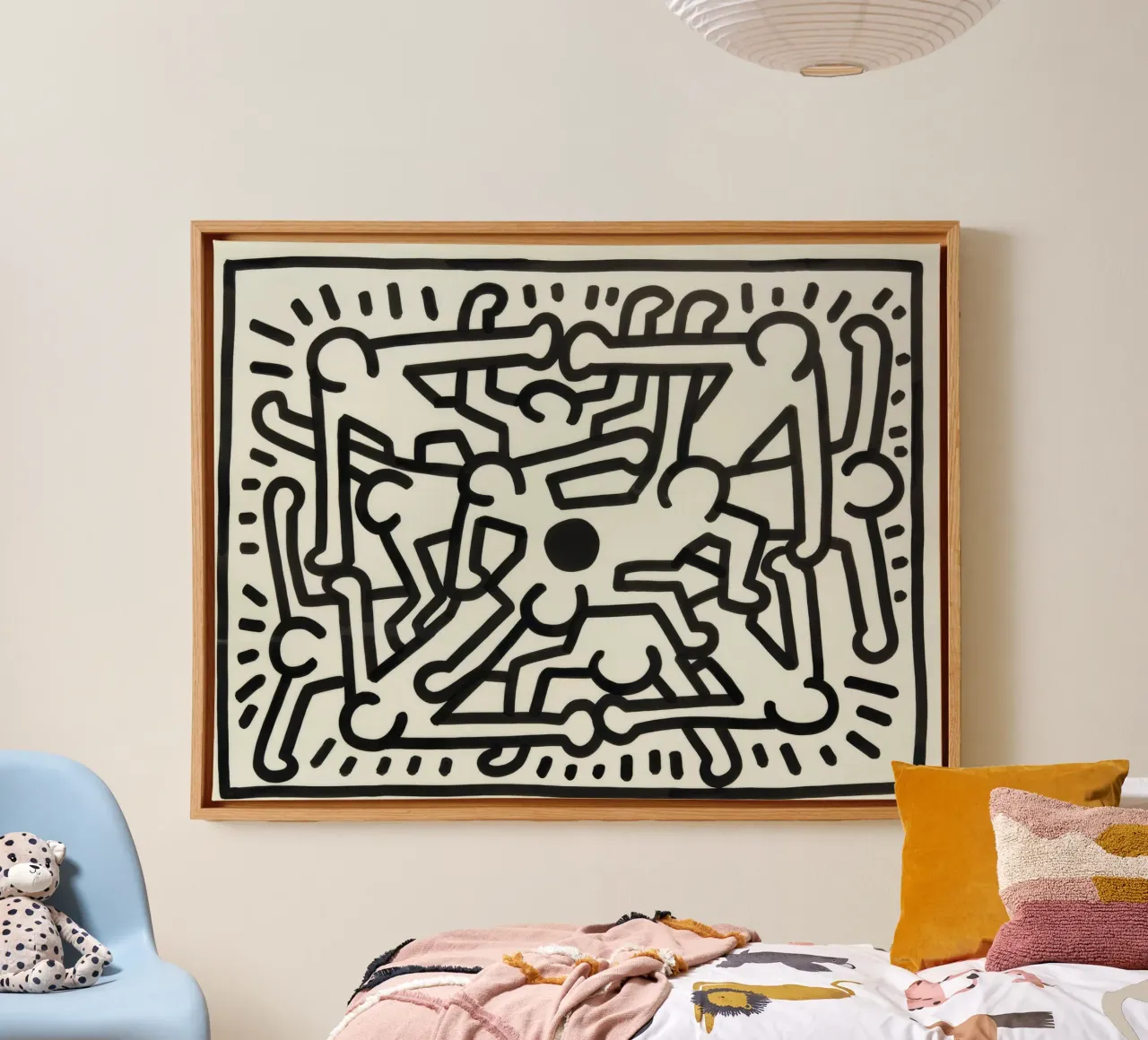 Keith Haring Zonder Titel Abstracte Pop Art canvas met Baklijst van ClubArt