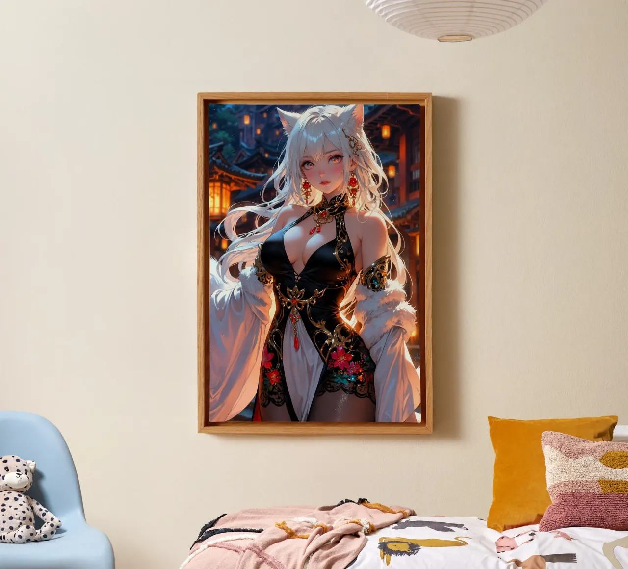 Bella ragazza Anime tela con Cornice a cassetta da Voxel Visionaries