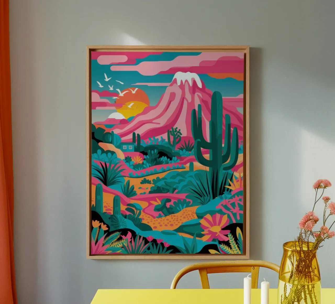 Volcanic Desert Bloom canvas with Floater frame by Enter Bloom