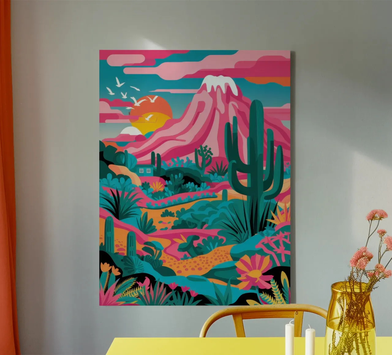 Volcanic Desert Bloom canvas with Floater frame by Enter Bloom