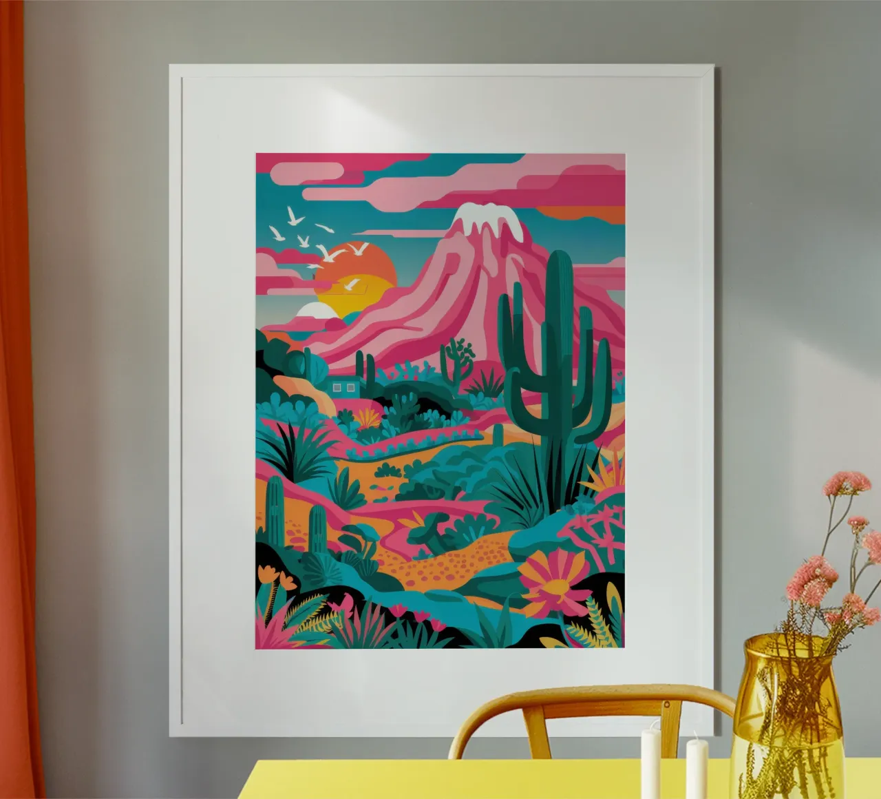 Fioritura del deserto vulcanico poster con telaio in plastica da Enter Bloom