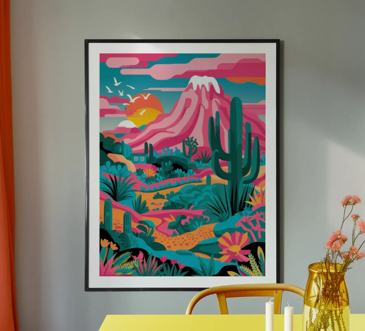 Fioritura del deserto vulcanico poster con telaio in plastica da Enter Bloom