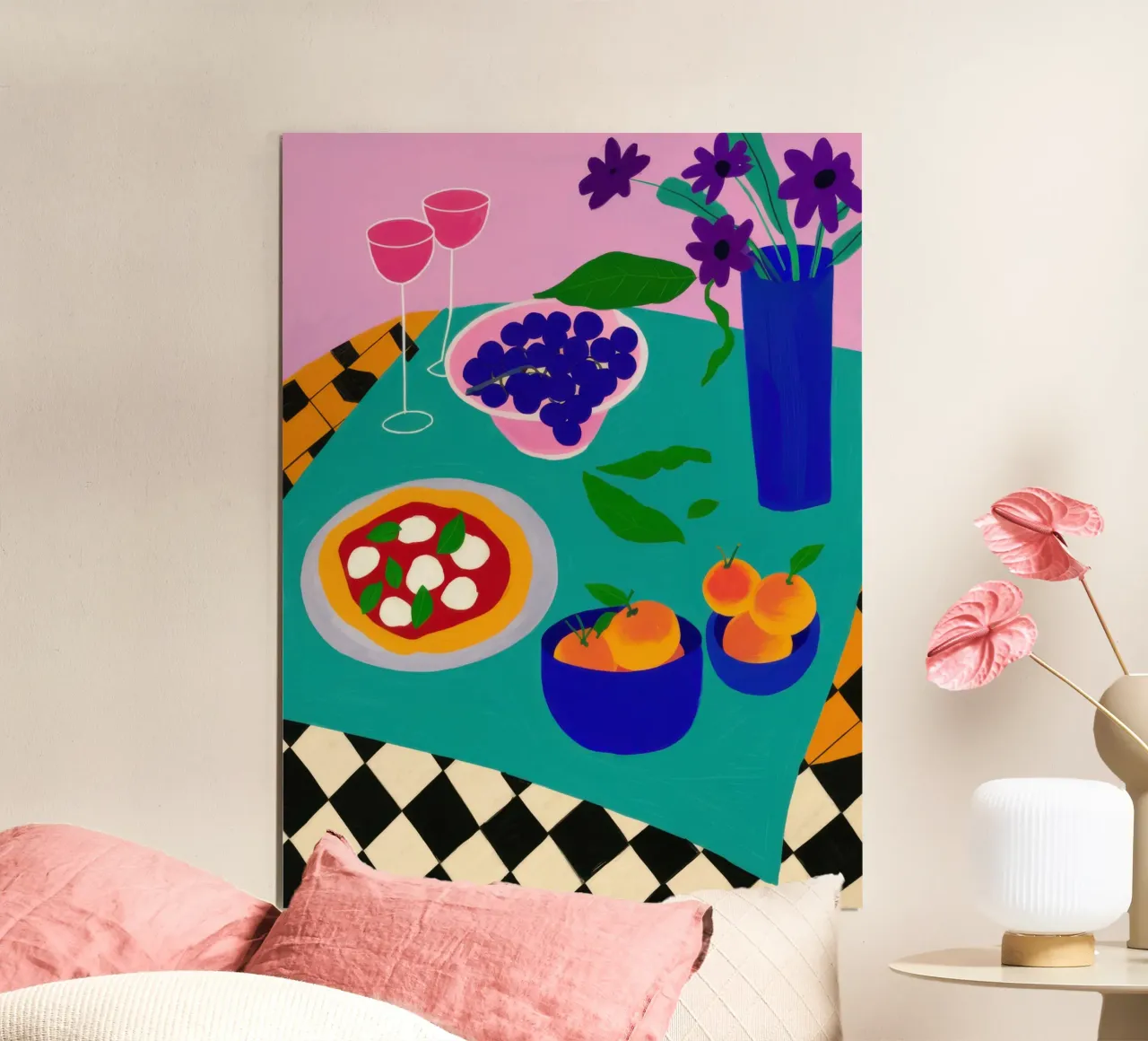 Checkered Pizza Repast poster con telaio in plastica da Sure Paint