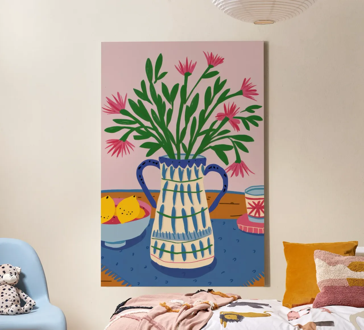 Rustic Floral Jug canvas with Floater frame by Sure Paint