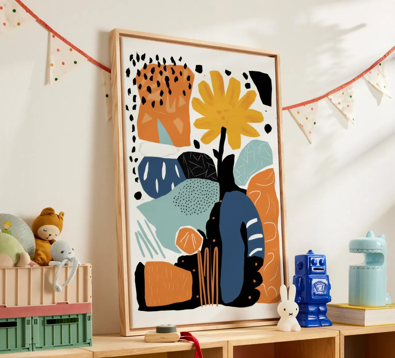 Abstract Vase Collage canvas with Floater frame by Enter Bloom
