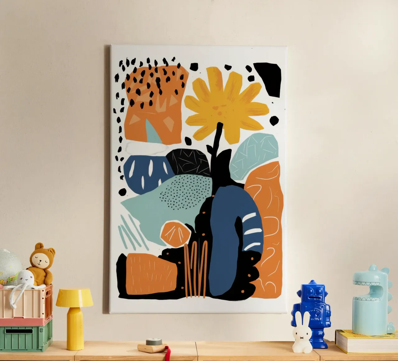 Abstract Vase Collage canvas with Floater frame by Enter Bloom