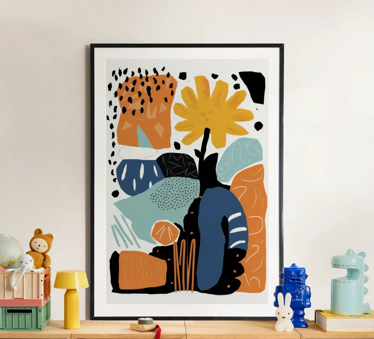 Collage di vasi astratti poster con telaio in legno da Enter Bloom