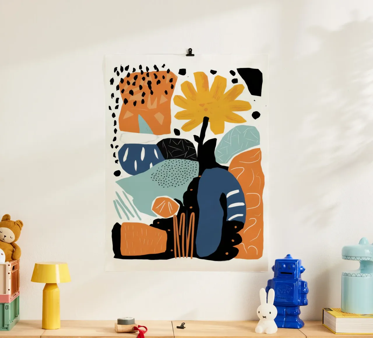 Collage di vasi astratti poster con telaio in legno da Enter Bloom