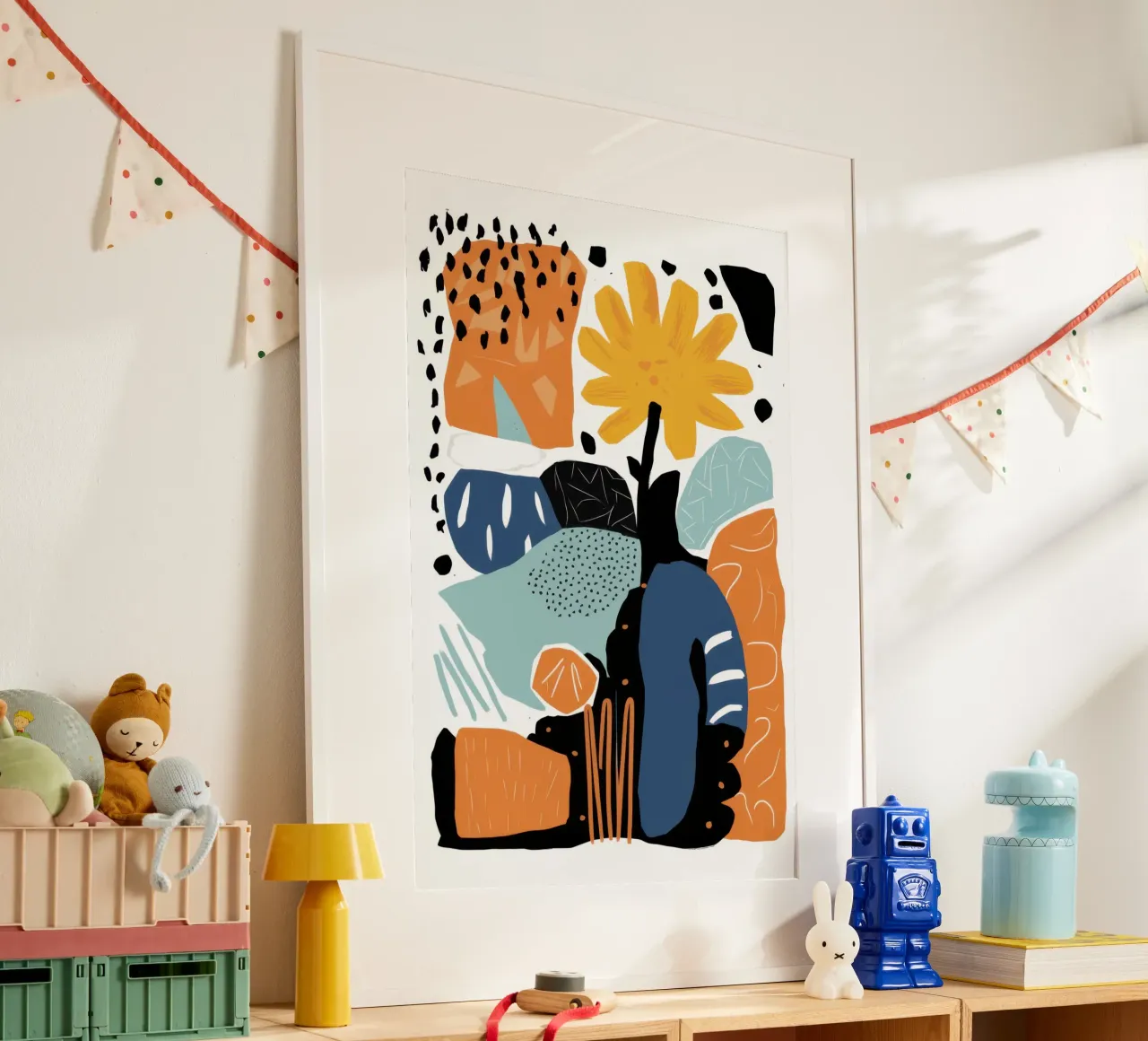 Collage di vasi astratti poster con telaio in legno da Enter Bloom