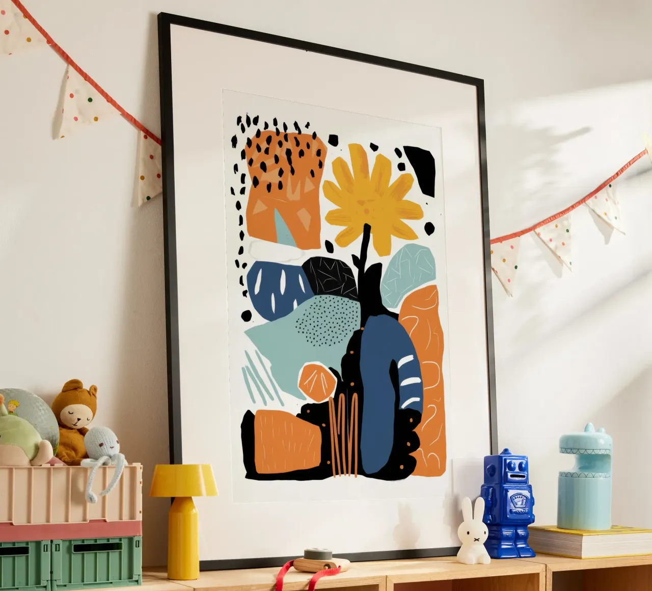 Collage di vasi astratti poster con telaio in legno da Enter Bloom
