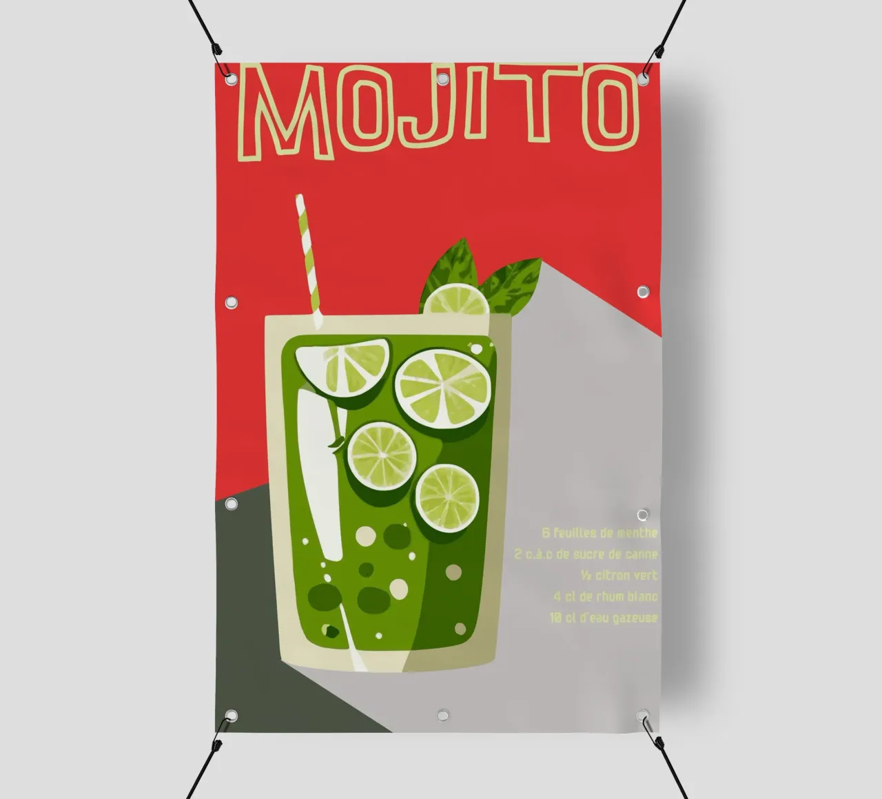 Bold Mojito Cocktail Recipe Art - Retro Style telo in pvc da Une Affaire de Filles