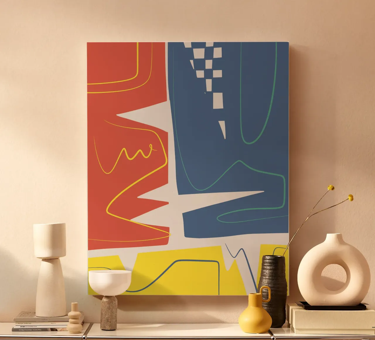 Tri color mash up 08 canvas with Floater frame by Little Dean