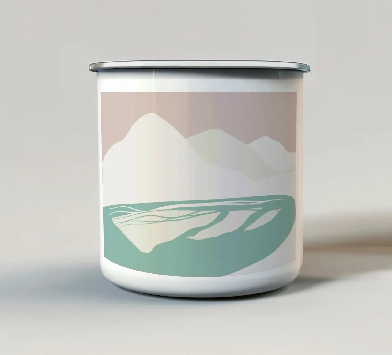 Paesaggio bianco 08 tazza in smalto da Little Dean