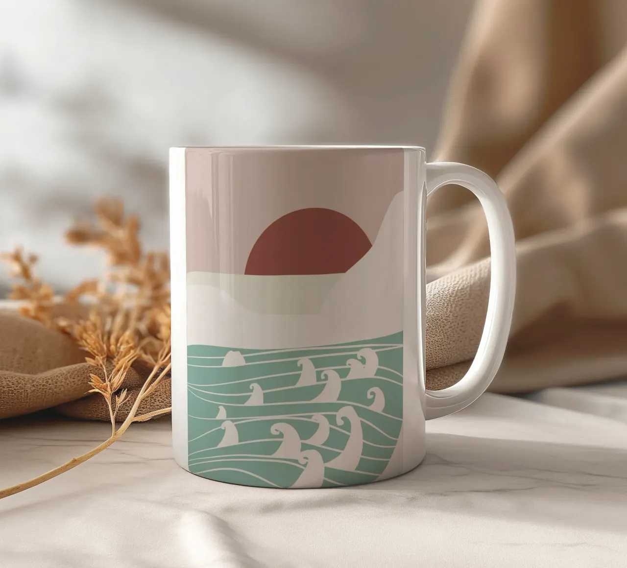 Paesaggio bianco 08 tazza in ceramica da Little Dean