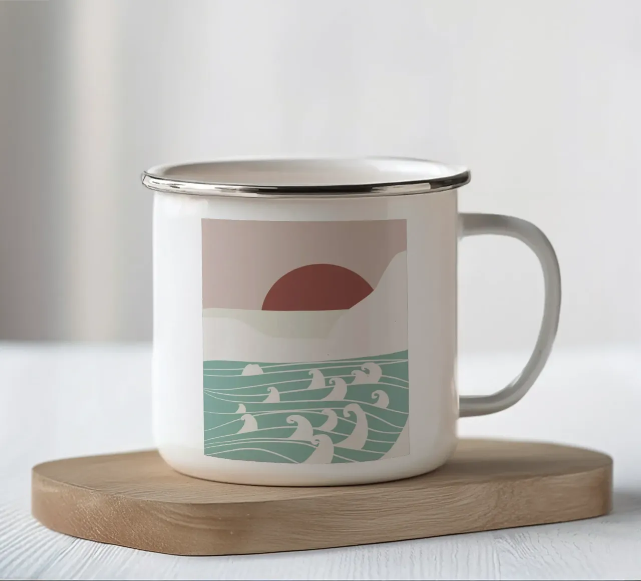 Paesaggio bianco 08 tazza in smalto da Little Dean