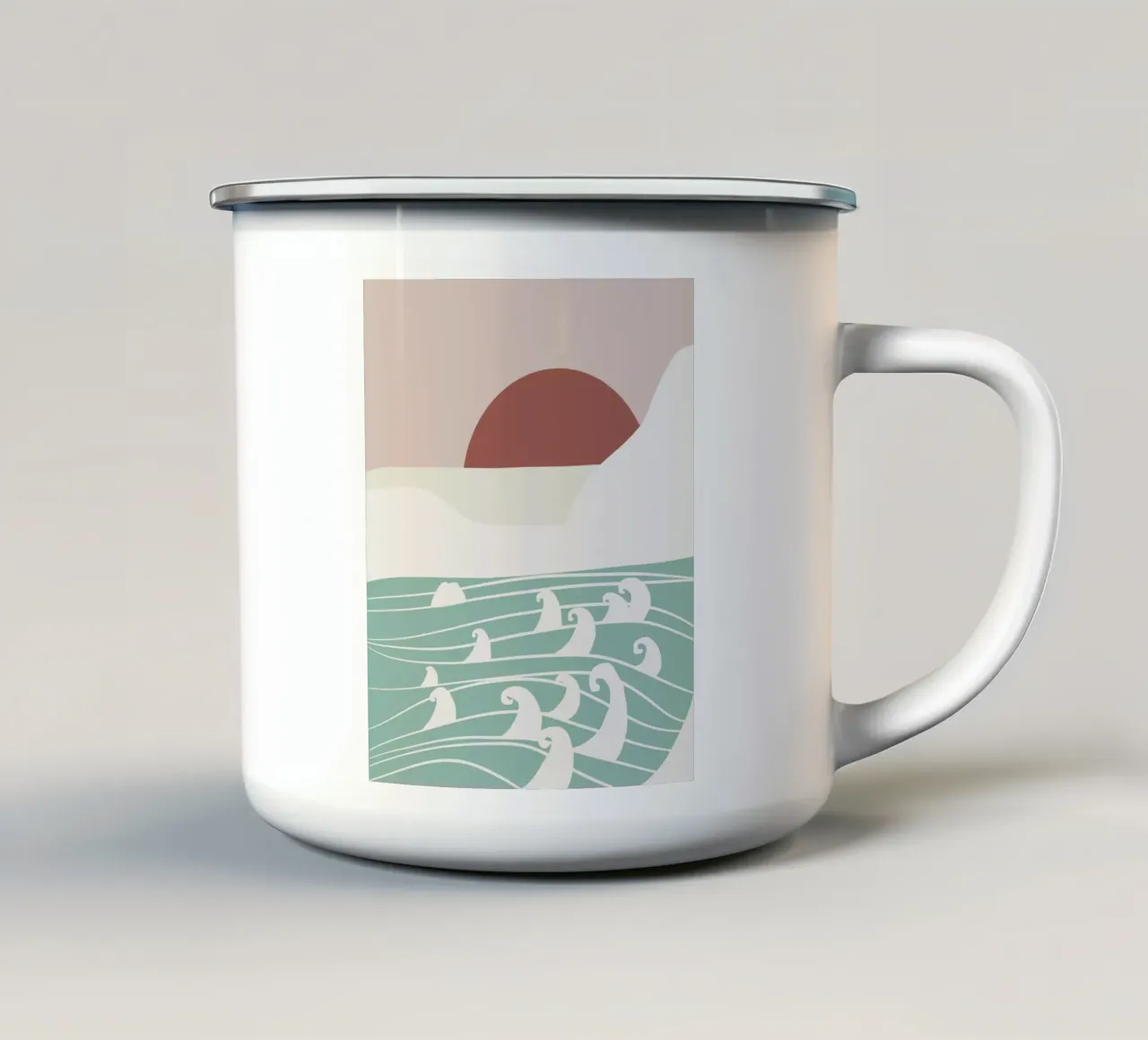 Paesaggio bianco 08 tazza in smalto da Little Dean