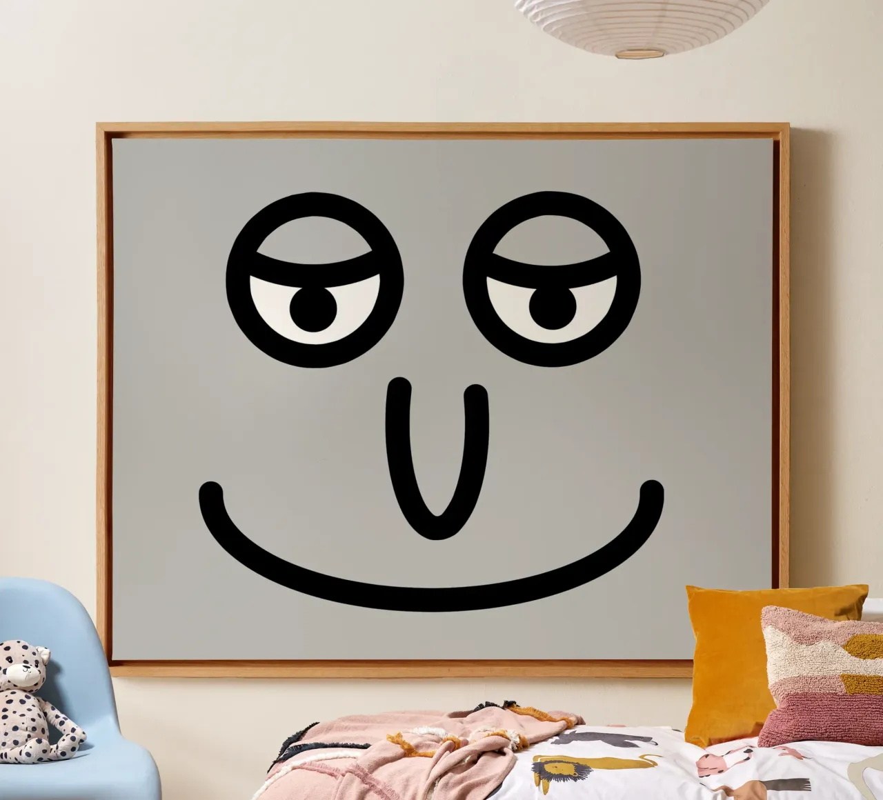 Nursery faces 02 canvas with Floater frame by Little Dean