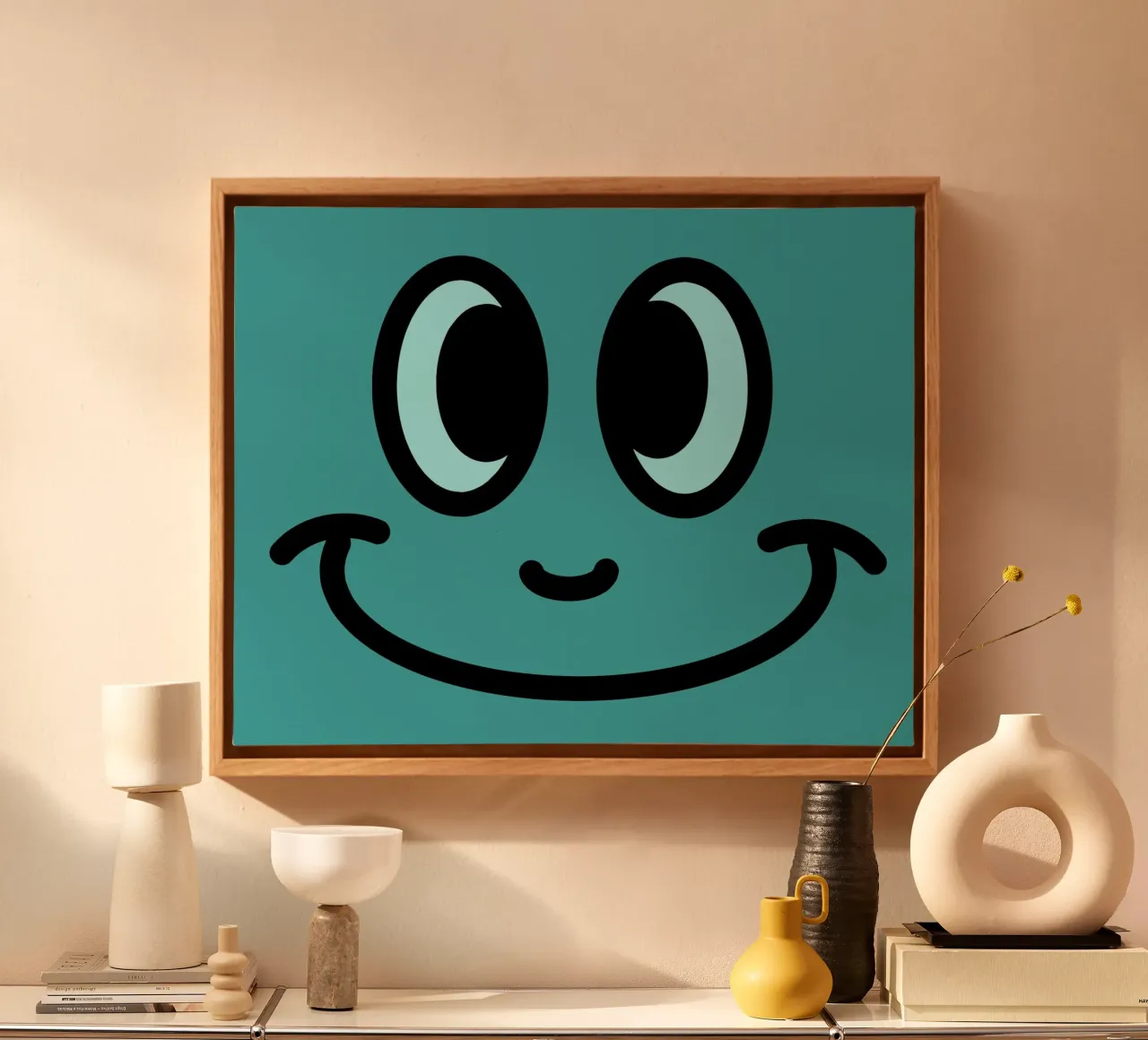 Nursery faces 03 canvas with Floater frame by Little Dean
