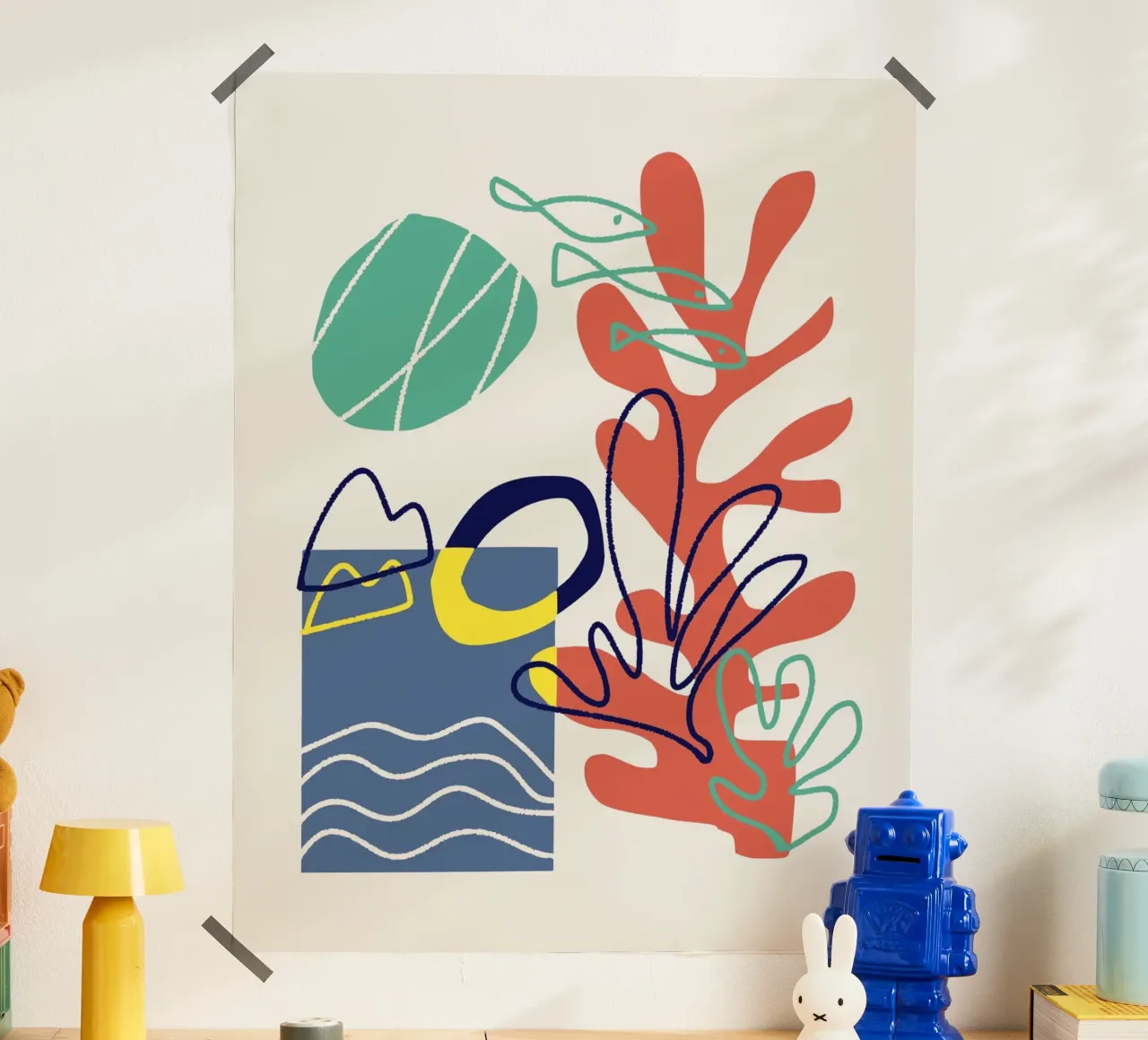 Mash up tricolore 09 poster con telaio in alluminio da Little Dean