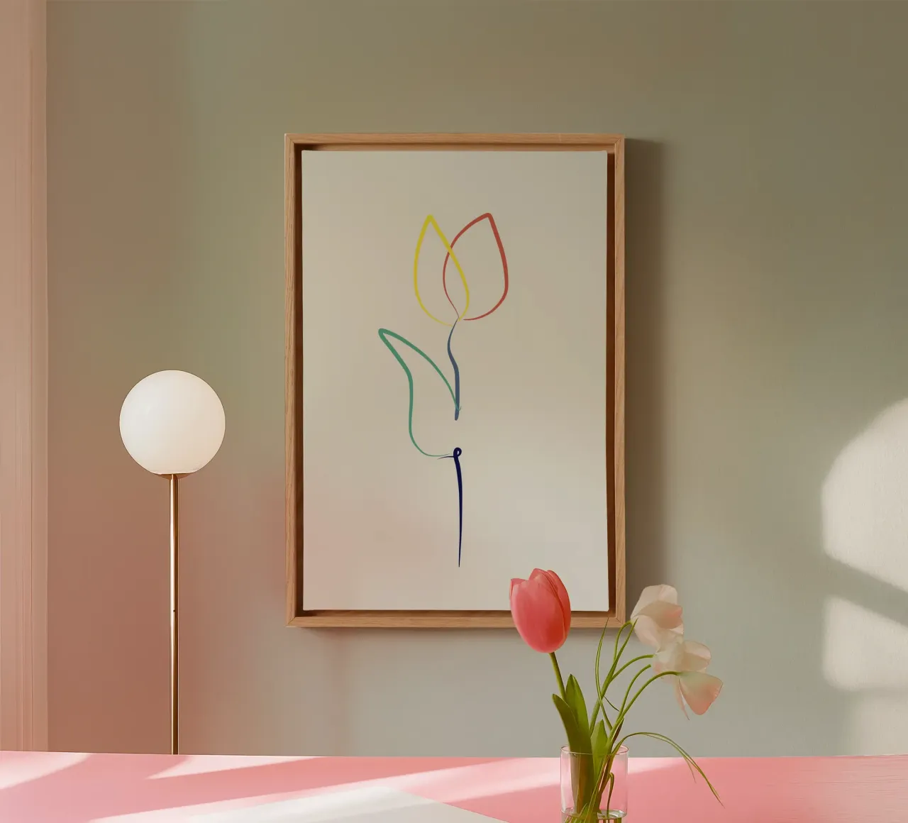 Lijnroos canvas met Baklijst van Little Dean