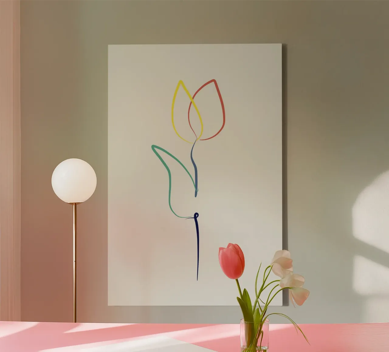 Lijnroos canvas met Baklijst van Little Dean