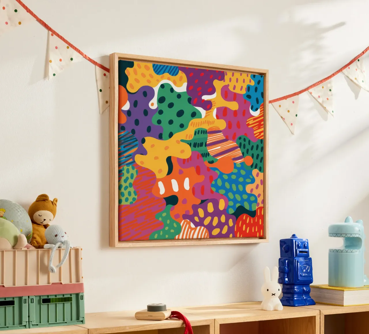 Joyful Terrazzo Chaos tela con Cornice a cassetta da Sure Paint