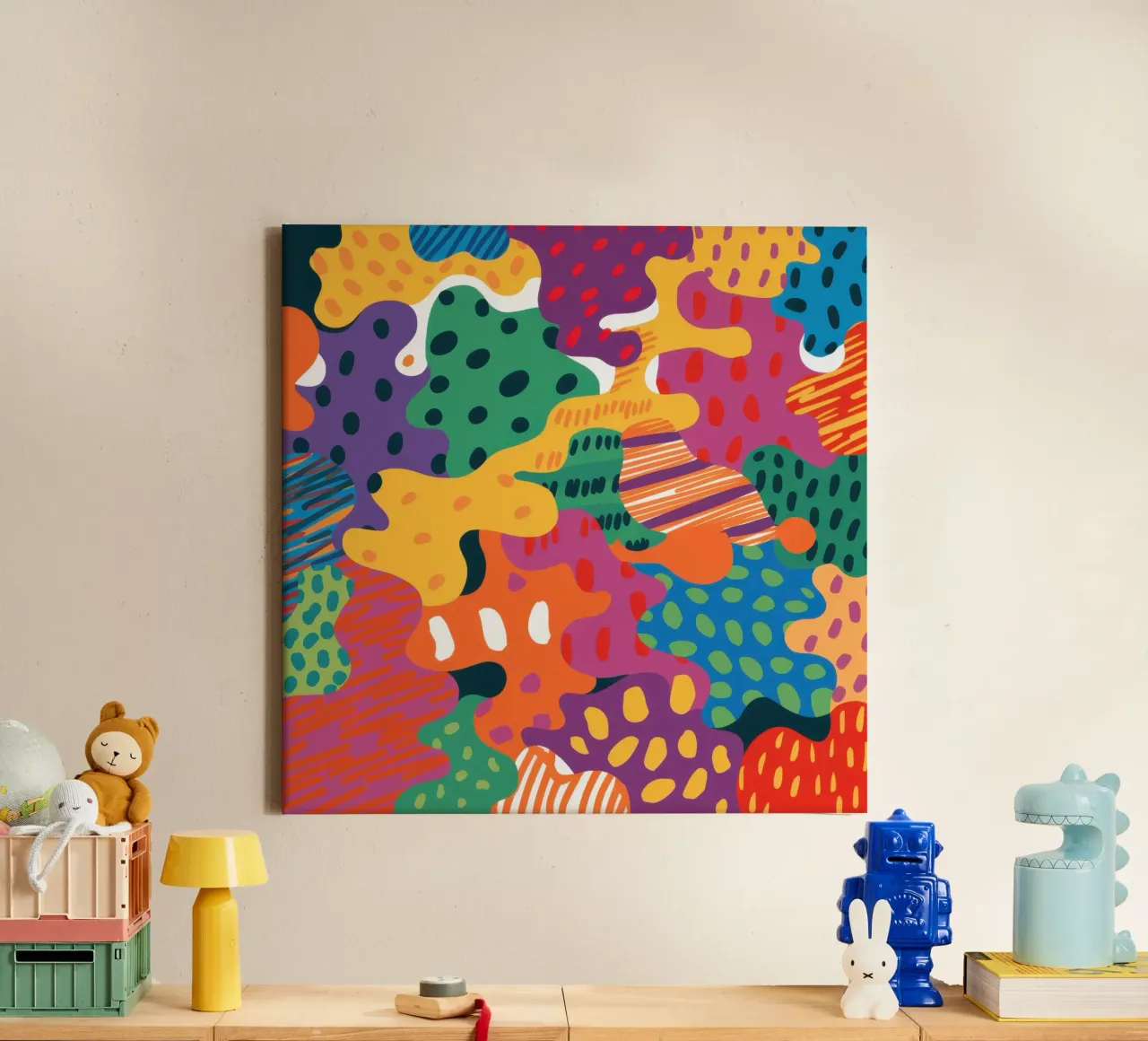 Joyful Terrazzo Chaos tela con Cornice a cassetta da Sure Paint