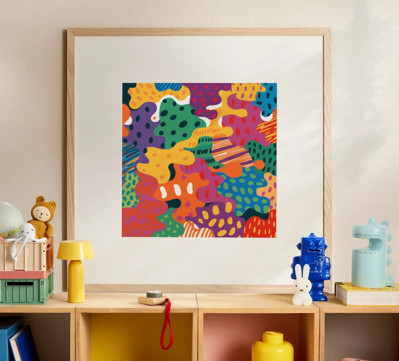 Joyful Terrazzo Chaos poster con telaio in alluminio da Sure Paint