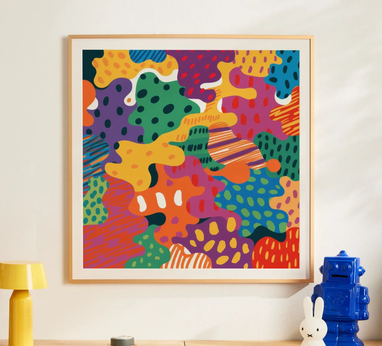 Joyful Terrazzo Chaos poster con telaio in alluminio da Sure Paint